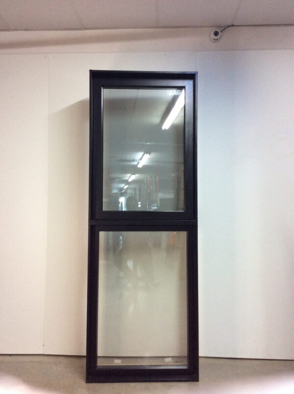 10015JAH Fenêtre Jumelée Auvent PVC Noir 2 sect 1 ouvr 30 x 84