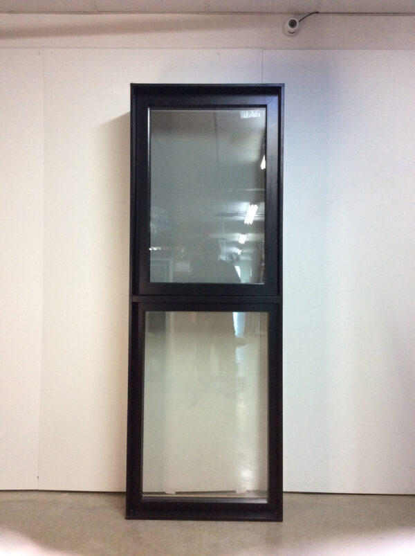 10016JAH Fenêtre Jumelée Auvent PVC Noir 2 sect 1 ouvr 30 x 84