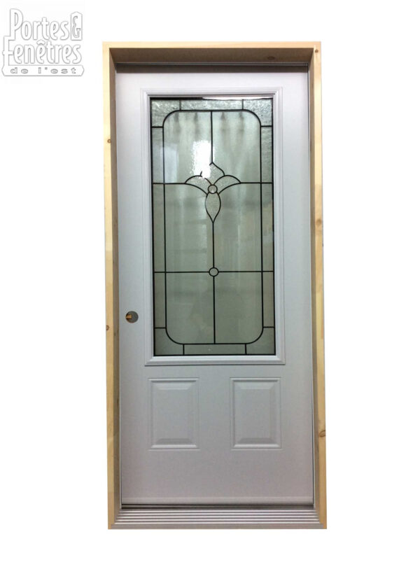 1021PSM Porte d'acier 34"D Blanche Style topaze tige patiner  23x49