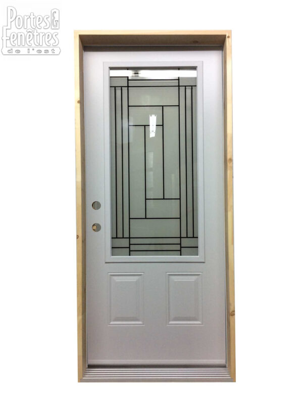 1030PSM Porte d'acier 34"D Blanche Verre louisbourg 23x49 - Image 3