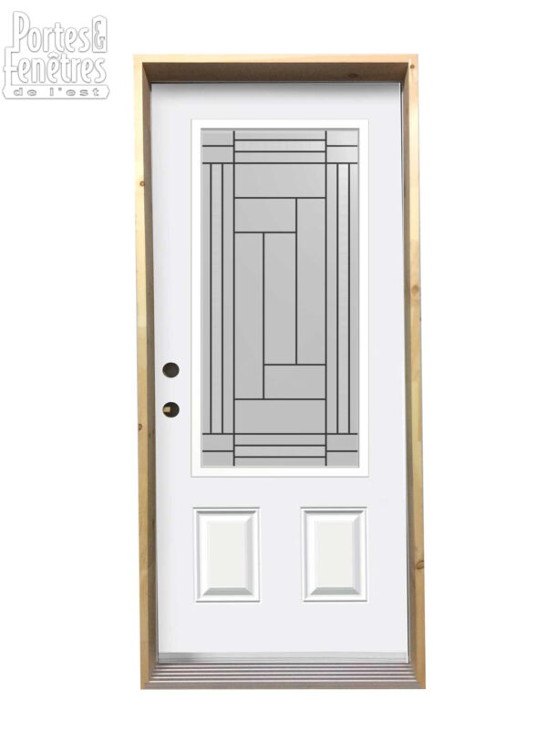 1030PSM Porte d'acier 34"D Blanche Verre louisbourg 23x49