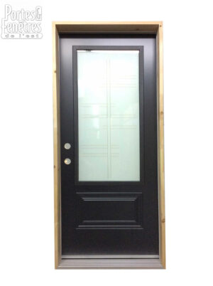 1042PSM Porte d'acier 34"D Noire Style plasma sablé  23x49