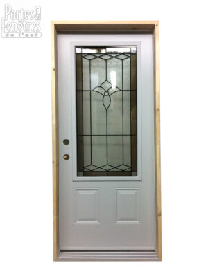 1052PSM Porte d'acier 34"D Blanche Style topaz tige patinée  23x49