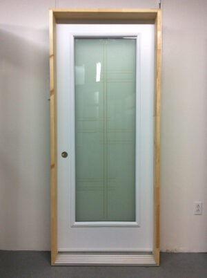 1073PA Porte d'acier 34"D Blanche 23x65 Verre Plasma