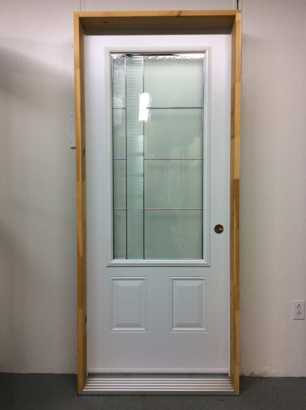1087PSM Porte d'acier 34"G Blanche Vitrail plomb style jazz 23x49 - Image 2