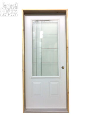 1087PSM Porte d'acier 34"G Blanche Vitrail plomb style jazz 23x49