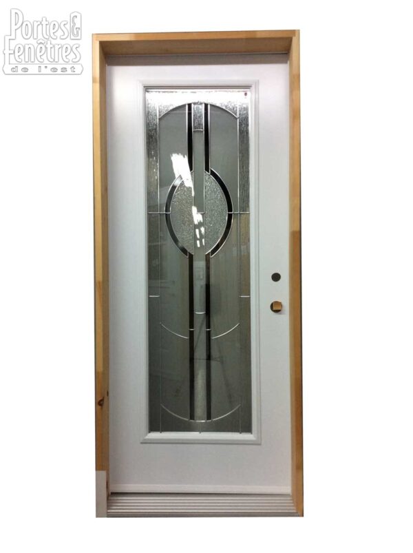 112PSM Porte d'acier 34" Gauche Blanche  Verre Noir & Clair