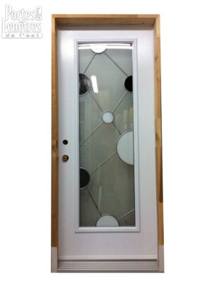 117PSM Porte d'acier 34" Droite Blanche Verre Tige Pewter