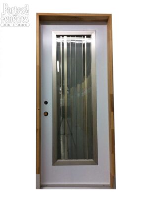 118PSM Porte d'acier 34" Droite Blanc Verre Tige Inox