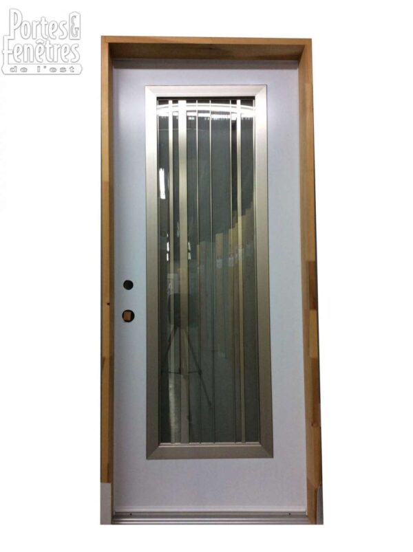 118PSM Porte d'acier 34" Droite Blanc Verre Tige Inox