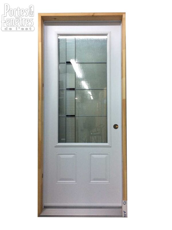 149PSM Porte d'acier 34" Gauche Blanche  Verre Jazz