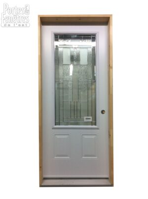 157PSM Porte d'acier 34" Gauche Blanche  Verre Cachet