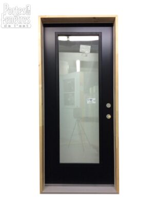 163PSM Porte d'acier 34" Droite NOIR  Verre Clair