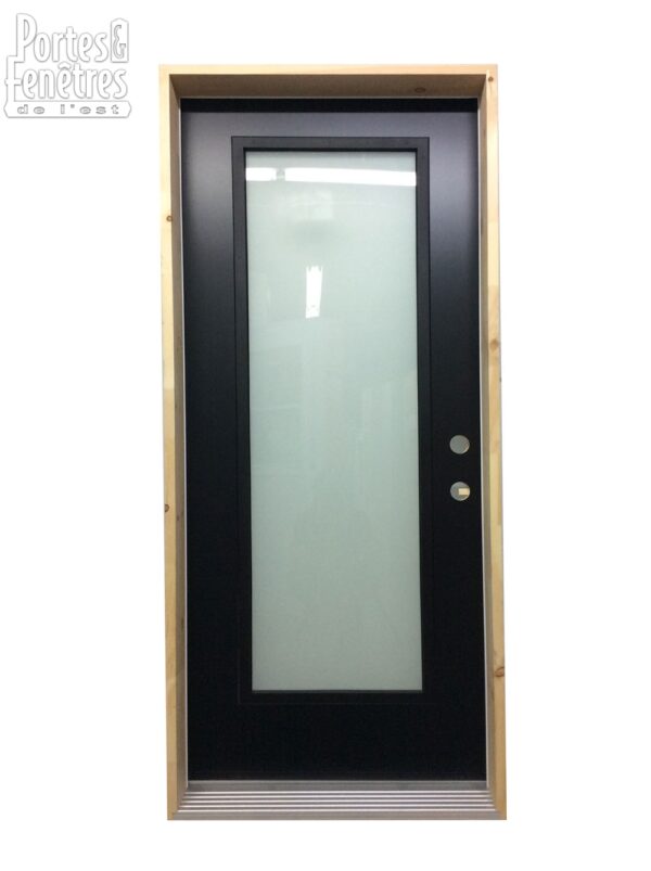 166PSM Porte d'acier 34" Gauche Noir  Verre Sablé