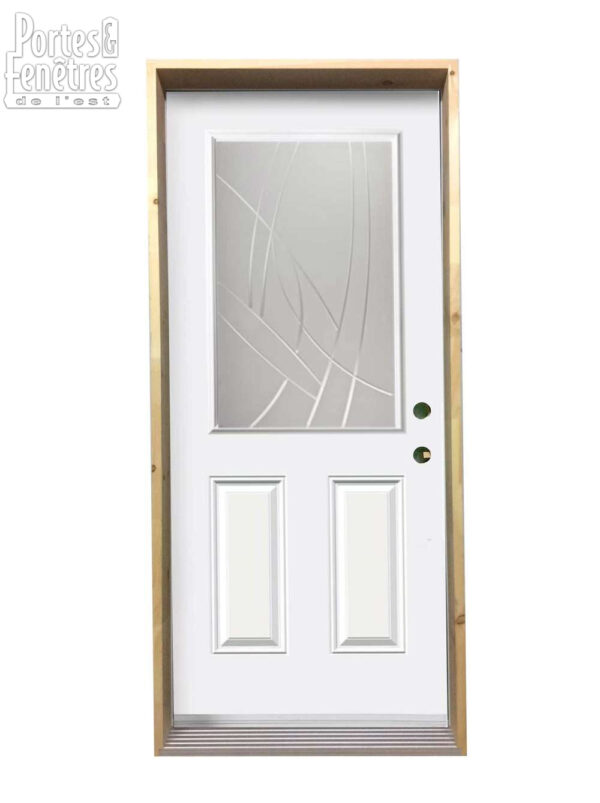 229PSM Porte d'acier 34" Gauche Blanche Verre Alys rainuré