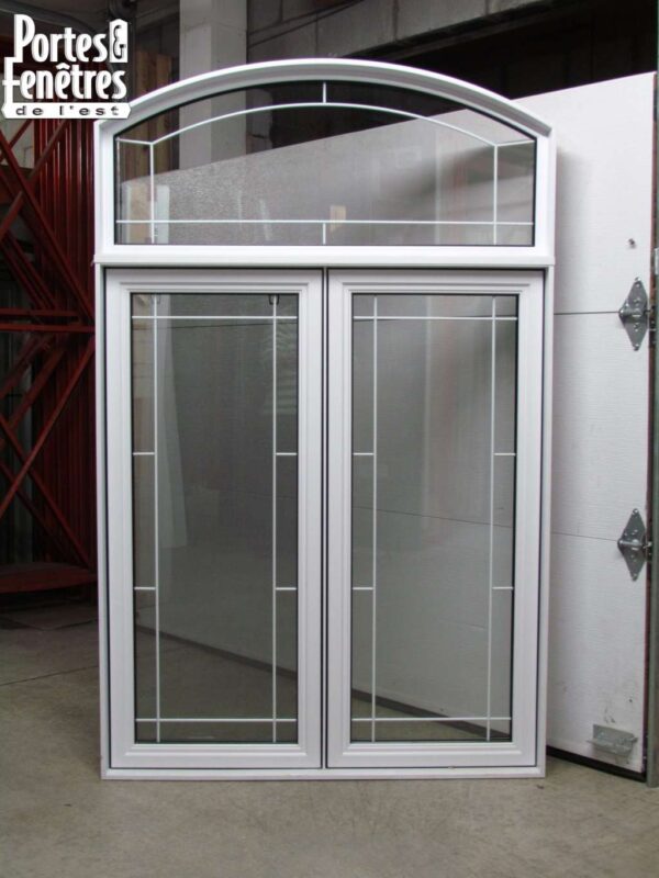 7489jbp Fenêtre jumelée Battant PVC 2 sect 1 ouvr + Anse Carrelage 47 1/2 x 75 1/2