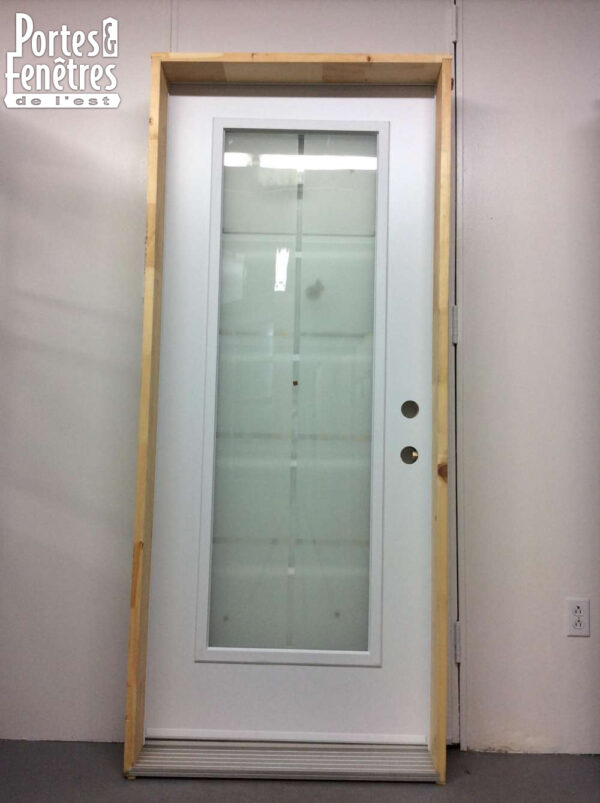 918PA Porte D’acier 34G Blanc Verre Sérigraphie 10 Carreaux 21 x 65