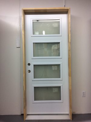 1146PSM Porte d'acier 34"D Blanche Verre sablé 23x12