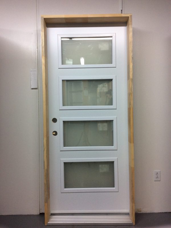 1146PSM Porte d'acier 34"D Blanche Verre sablé 23x12