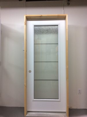1155PA Porte d'acier 34"D Blanche Verre glue chip avec carrelage pewter 1x4 23x65