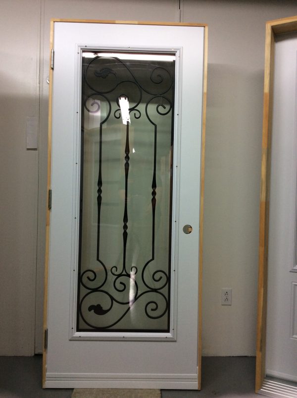 1171PA Porte d'acier 34"D Blanche Vitrail ornemental clair  23x65 - Image 2