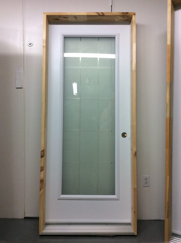 1172PA Porte d'acier 34"G Blanche Rainurées 15 carreaux  23x65