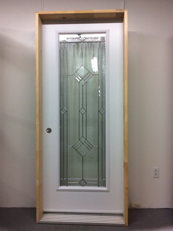 1183PSM Porte d'acier 34"D Blanche Vitrail zinc 21x65