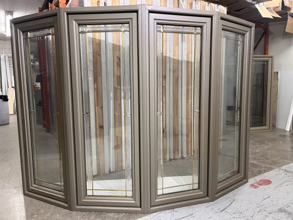 10311BWH Fenêtre Bay Window HYBRIDE Bronze moyen (m62) 4 sect 2 ouvr Vitrail tige laiton  84x60 1/4