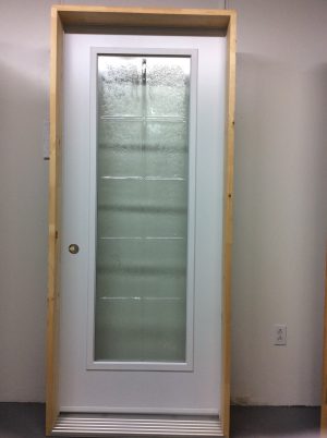 1185PA Porte d'acier 34"D Blanche Verre texturé 21x65