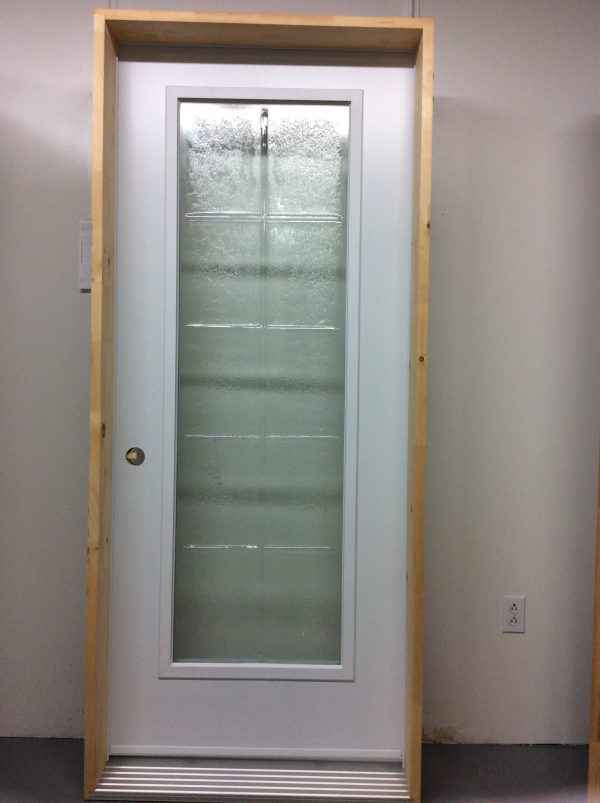 1185PA Porte d'acier 34"D Blanche Verre texturé 21x65