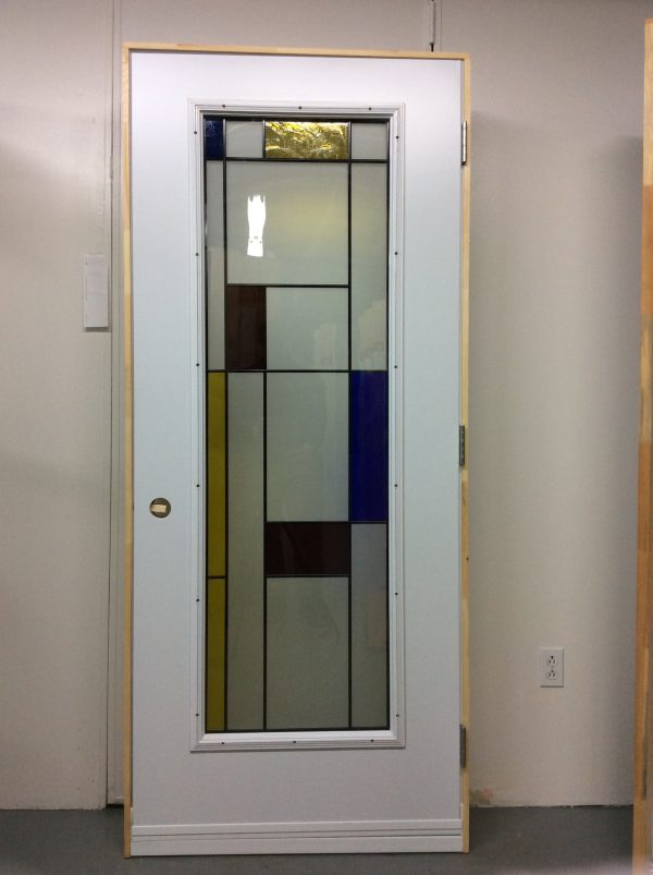 1191PSM Porte d'acier 34"G Blanche Vitrail tricolor  21x65 - Image 2