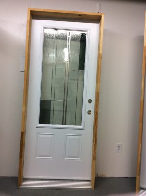 1197PSM Porte d'acier 34"G Blanche Vitrail Barcello 23x49