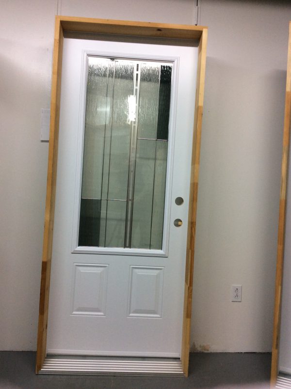1197PSM Porte d'acier 34"G Blanche Vitrail Barcello 23x49