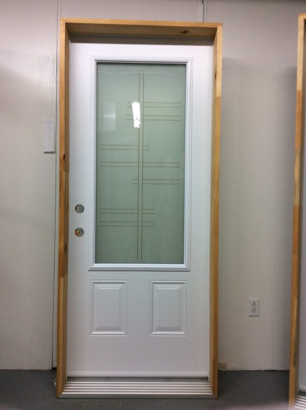 1198PSM Porte d'acier 34"D Blanche Sérigraphie style plasma  23x49