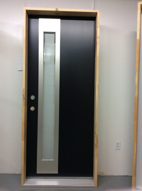 1200PSM Porte d'acier 34"D Noire Verre Edge accent décoratif vertical alunox  8 x 65