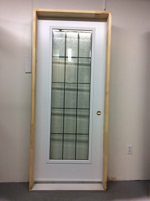 1189PA Porte d'acier 34"G Blanche 15 carreau verre texturé 21x65