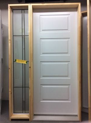 1205PA Porte d'acier 34"D Blanche Porte soho 34po  + Panneau latéral vitrail