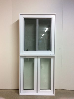 10397JCP Fenêtre Jumelée Coulissante PVC Blanc 4 sect 2 ouvr Bas fixe 30 5/8 x 69 1/2
