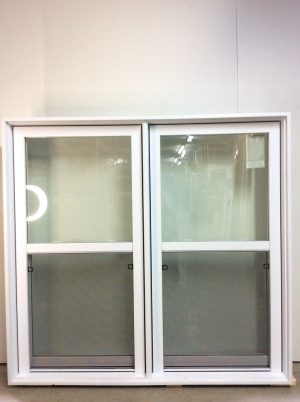 10408JG Fenêtre Jumelée Guillotine  Blanc 2 sect 2 ouvr 61 3/4 x 58 1/8