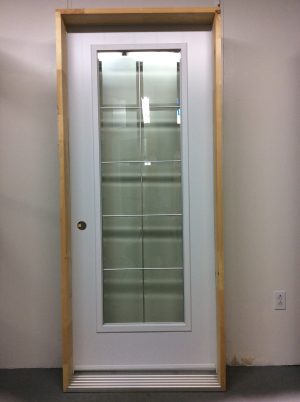 1233PSM Porte d'acier 34"D Blanche 10 carreau verre screen biseauté  21x65