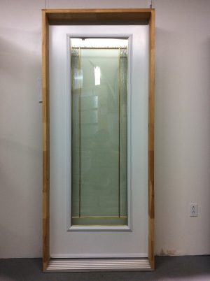 1234PA Porte d'acier 34"G Blanche Vitrail laiton fleural Stock B 21x65