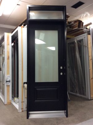 1235PA Porte d'acier 32"G Noire Verre sablé imposte sablé 23x49