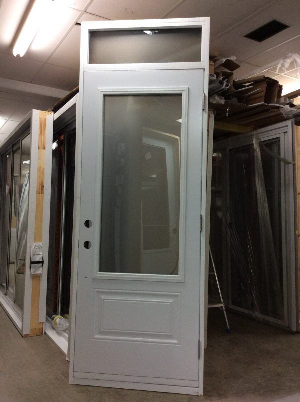 1235PA Porte d'acier 32"G Noire Verre sablé imposte sablé 23x49 – Image 2