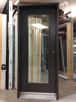 1246PA Porte d'acier 34"G Brun commercial  Verre clair 21x65
