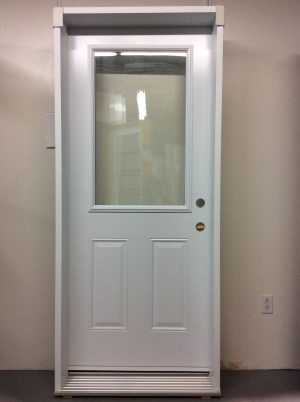 1248PA Porte d'acier 34"G Blanche Verre clair recouvert pvc 23x37