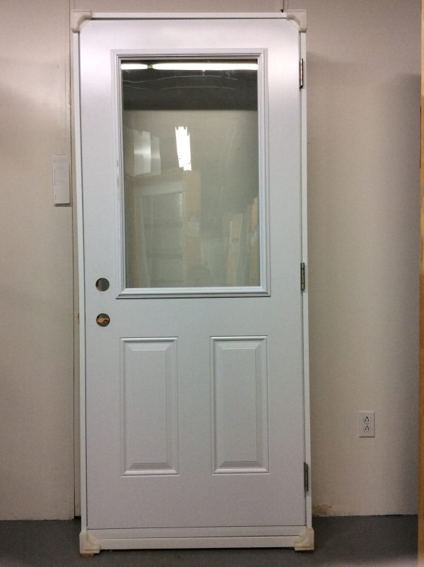 1248PA Porte d'acier 34"G Blanche Verre clair recouvert pvc 23x37 - Image 2