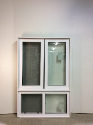10440JBP Fenêtre Jumelée Battant PVC Blanc 4 sect 2 ouvr Haut batt 2 sect bas coulissant simple  40 x 60