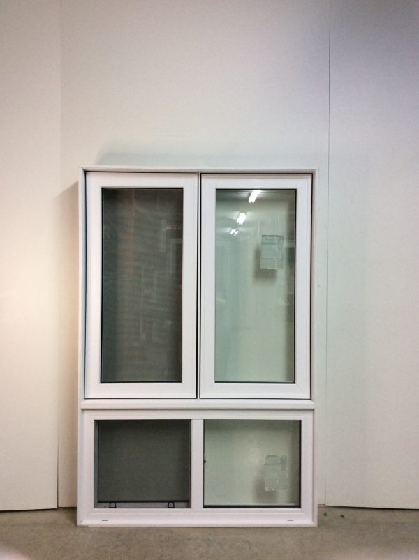 10440JBP Fenêtre Jumelée Battant PVC Blanc 4 sect 2 ouvr Haut batt 2 sect bas coulissant simple  40 x 60