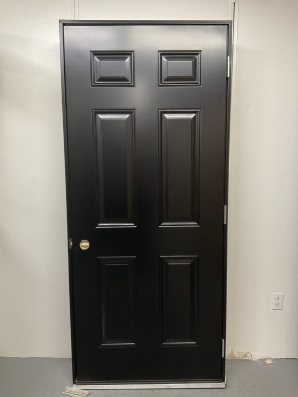 1293PA Porte d'acier 34"D Noire Porte cabanon seuil plat