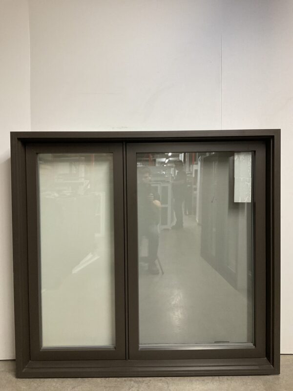 10551BH Fenêtre Battant HYBRIDE Brun Commercial 2 sect 1 ouvr 1/3 fixe 2/3 ouvrant intérieur anodizé 60 1/2 x 55 7/8